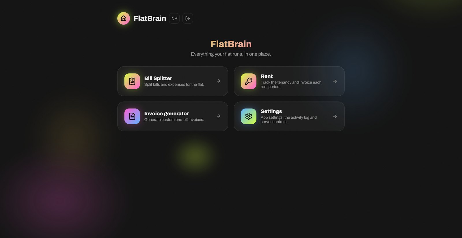 The dashboard — every app as a tile